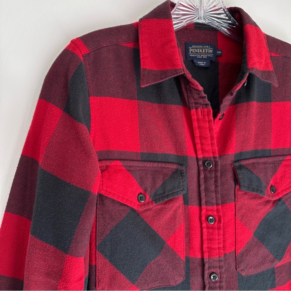 NWOT Pendleton Madison Cotton Flannel Shirt, Red/Black Buffalo Check, X-Small - Picture 3 of 14